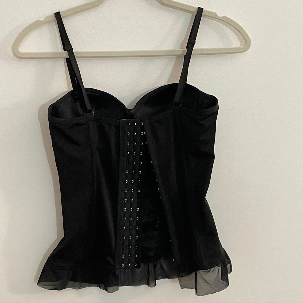 Spencers Corset Bustier Top Neon Swirls Mesh Ruffle Small - Picture 6 of 13